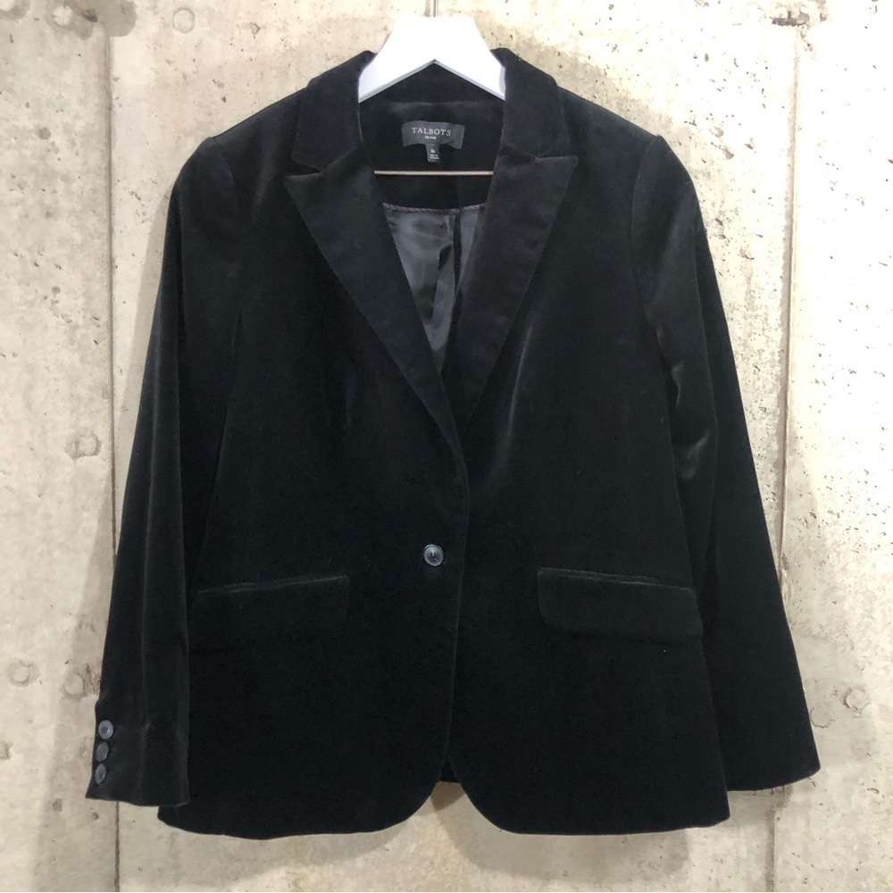 Talbots Black Velvet one button blazer 8P